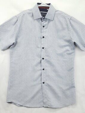 Silver Stone Collection Shirt Mens Medium Black White Short Sleeve Modern Fit